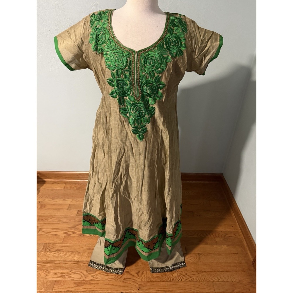 Kaftan Dress Intricate Beaded Hem Embroidered Square Neck‎ Harem Pants Set 2XL